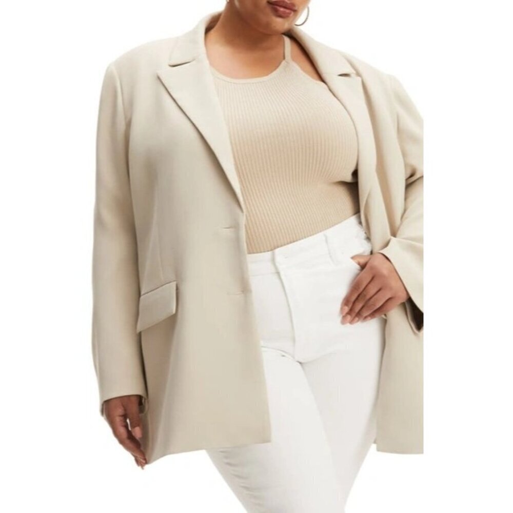 Good American Single Breasted Drapey Blazer Womens Size 5/6 US 2/3X Classic Mod